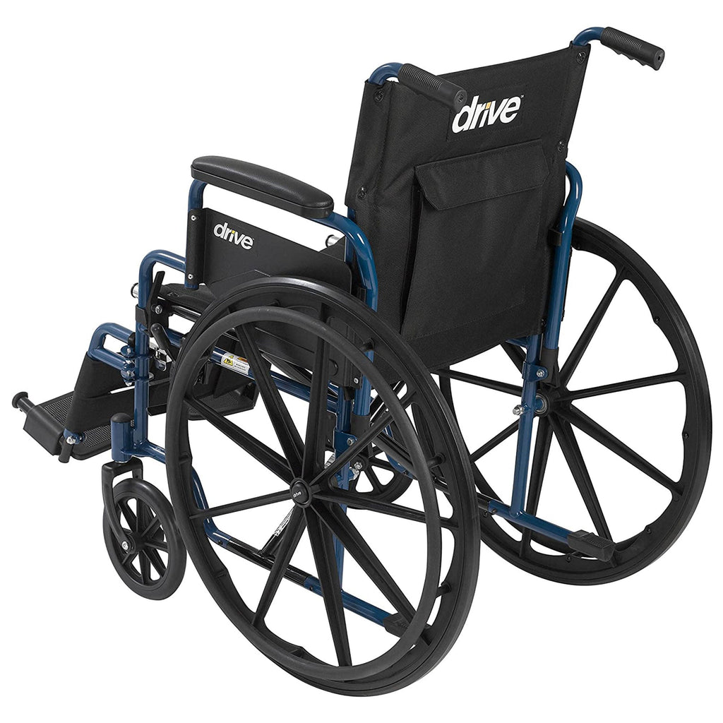 Drive Medical Blue Streak Lightweight Folding Wheelchair With 20 Inch Wide Seat