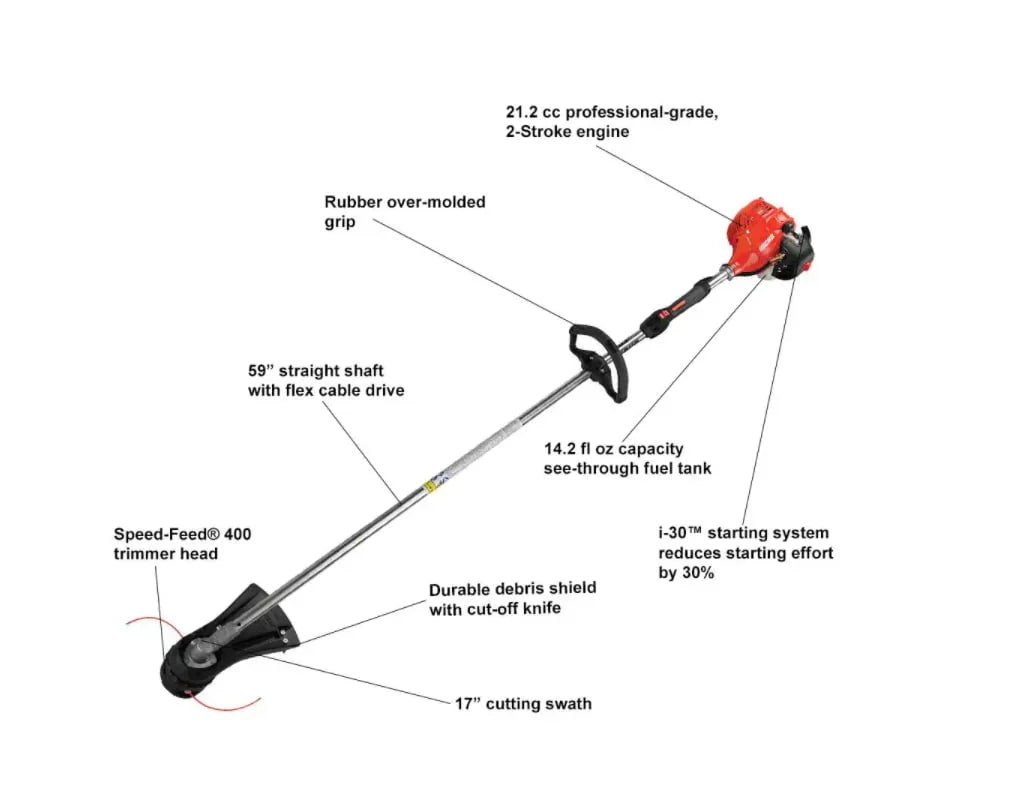ECHO Gas String Trimmer, 21.2 cc 2-Stroke Straight Shaft - SRM-225