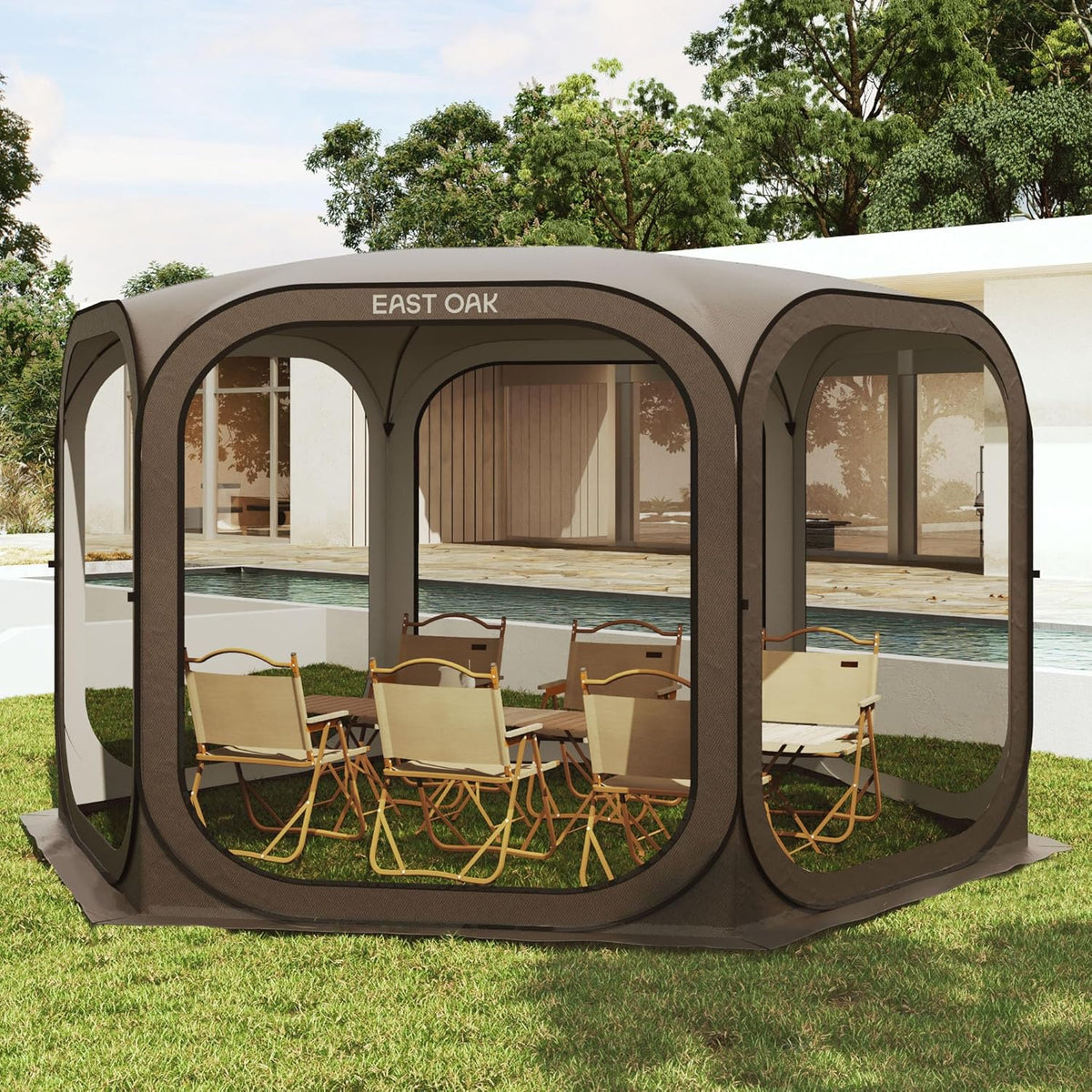 EAST OAK Pop-Up Screen House Tent 10 x 10 FT With Carry Bag