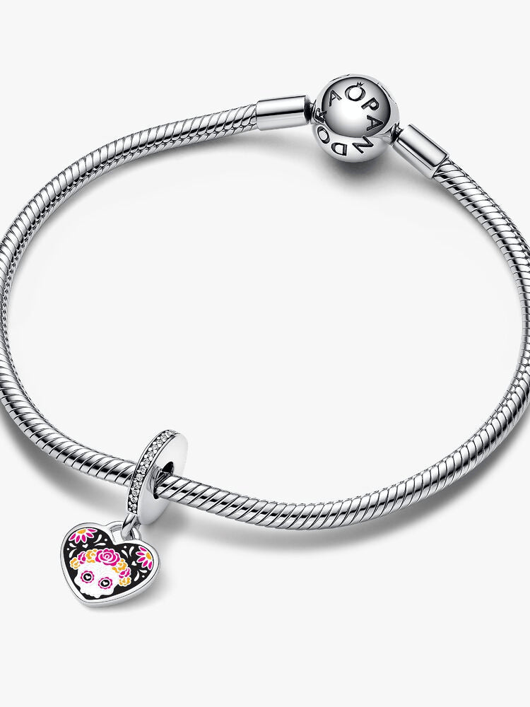 Engravable Day of the Dead Sugar Skull Heart Dangle Charm