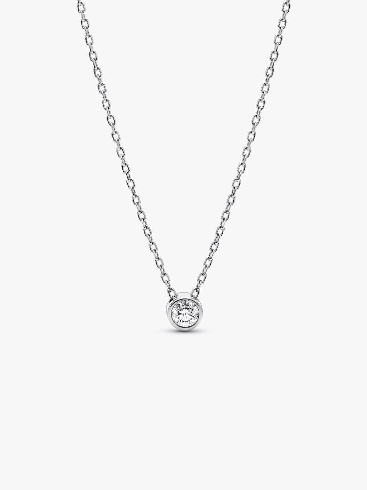 Pandora Era Bezel Sterling Silver Lab-grown Diamond Pendant Necklace