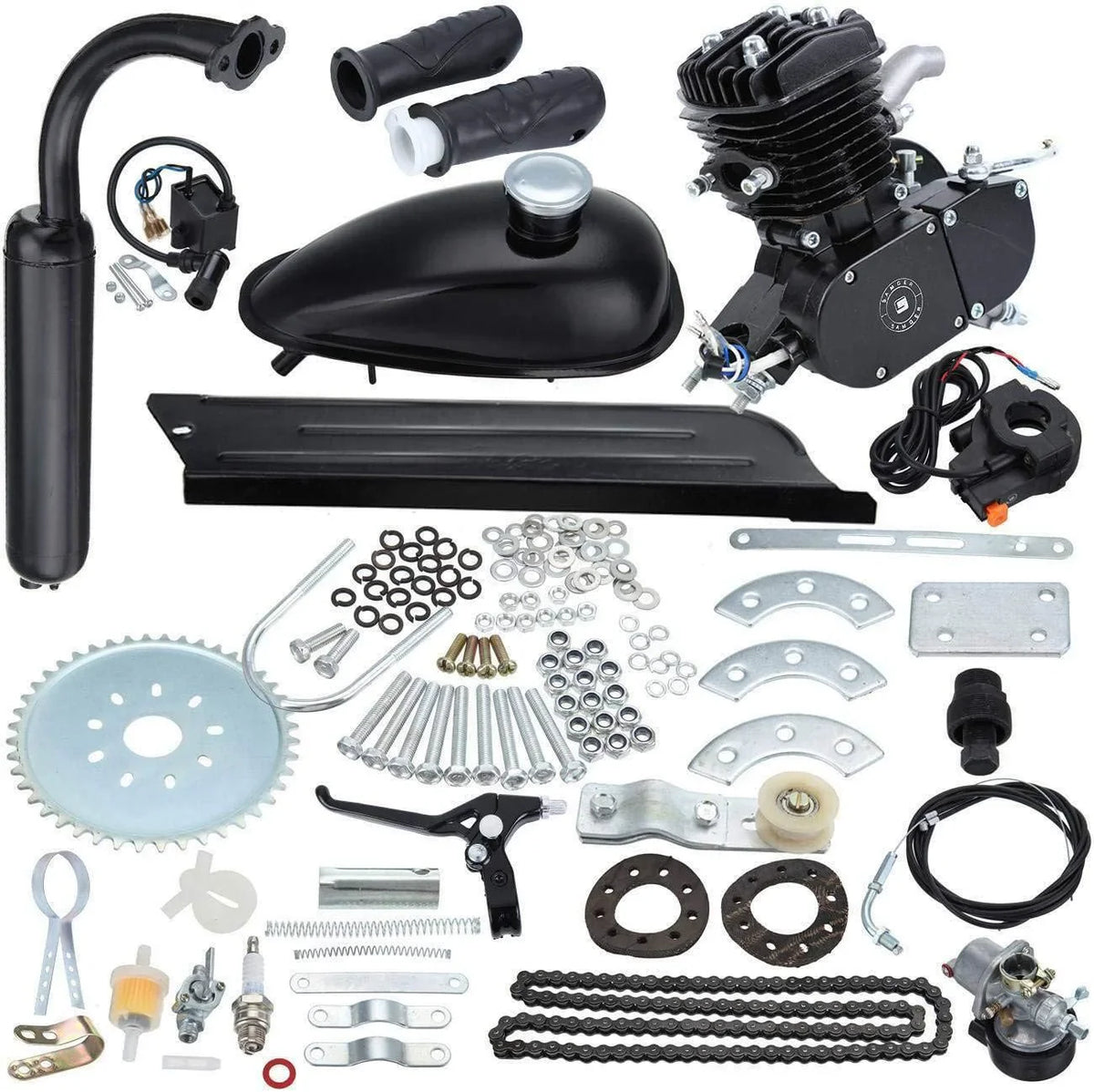 Sange 50cc 2-Stroke Petrol Motor Conversion Kit for 26 inch and 28 inch Bikes - Black, Air-Cooled