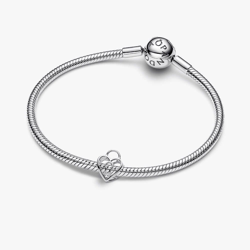 Openwork Heart Padlock Charm