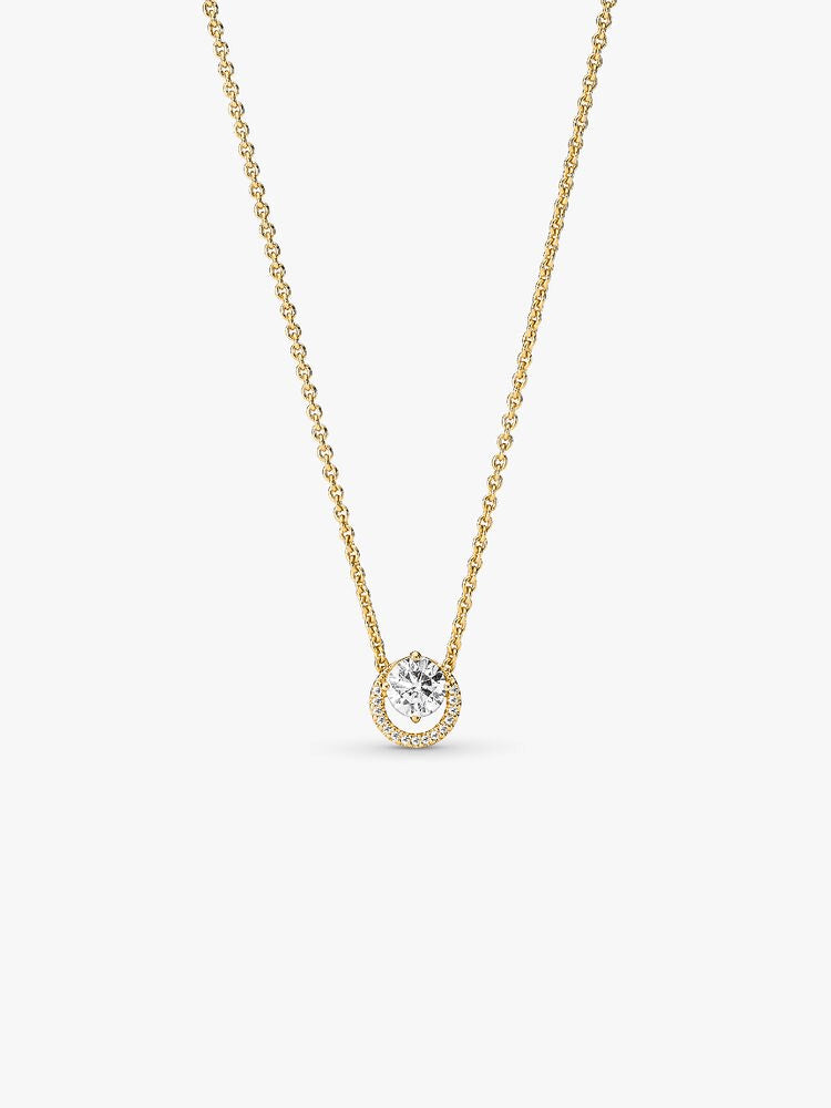 Sparkling Round Halo Pendant Collier Necklace