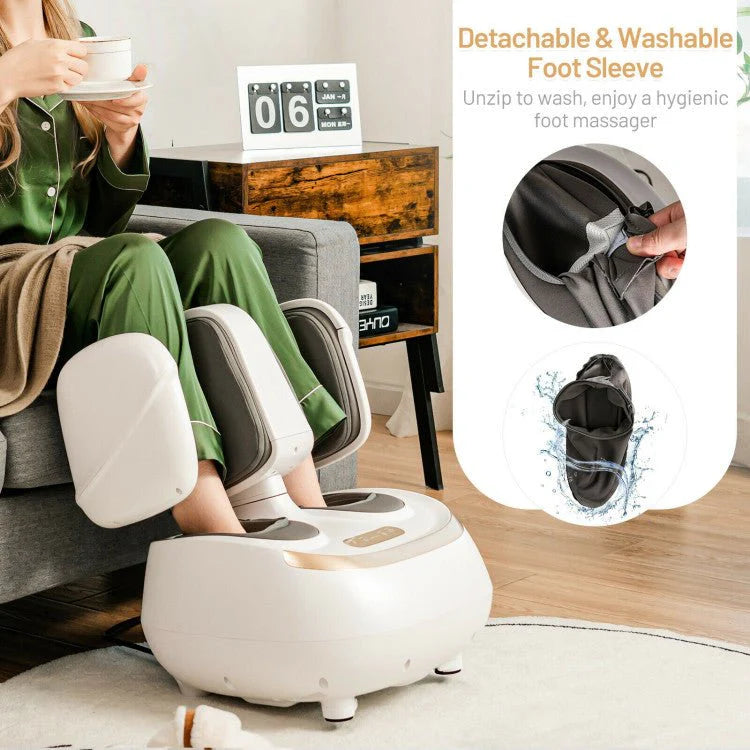 2-In-1 Electric Shiatsu Foot And Calf Massager With Heat, White - 16in x 16in x 14in / 17in x 10in x 9in