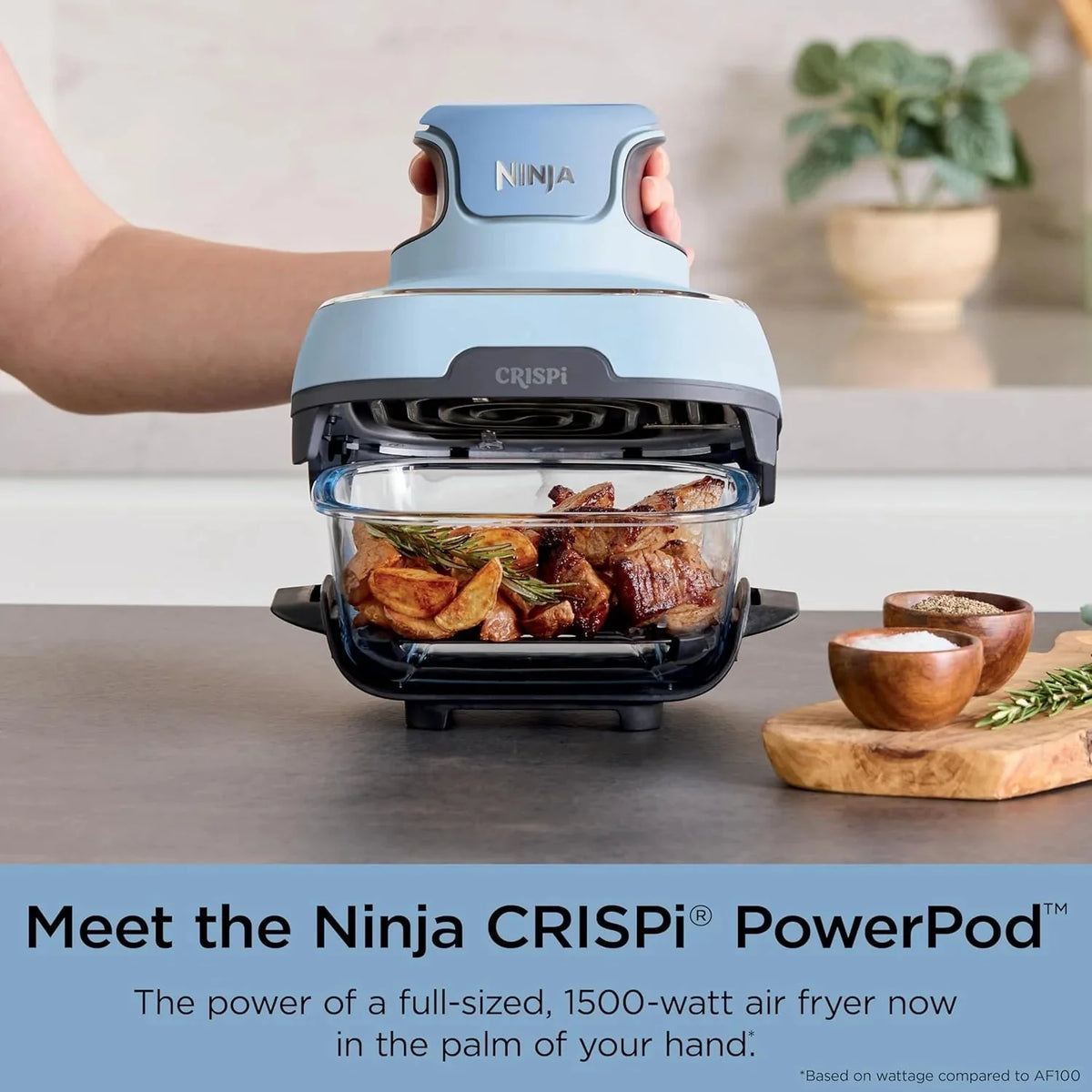 Ninja Crispi 4-in-1 Portable Glass Air Fryer Cooking System, 1500W, 4 QT And 6-Cup Containers