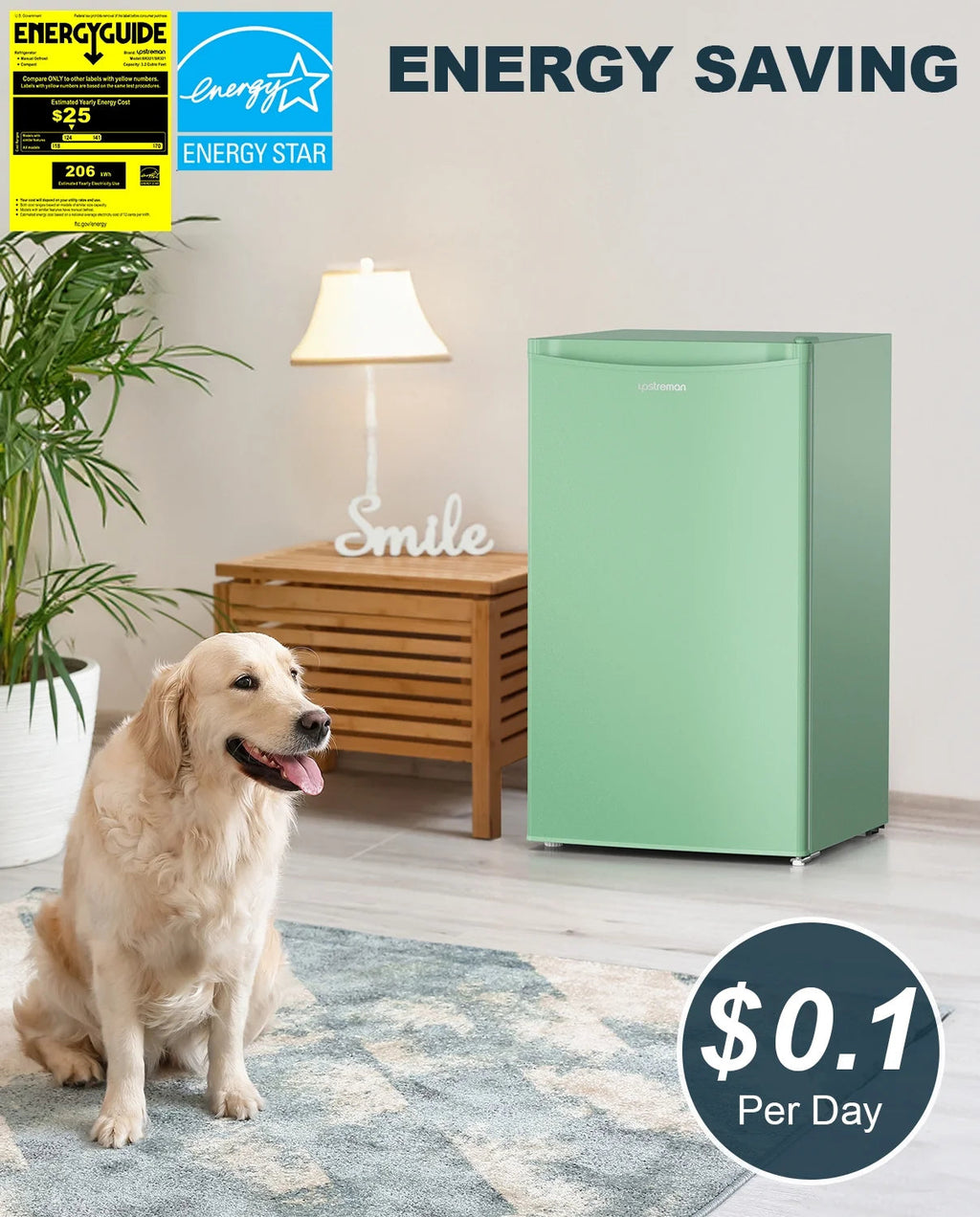Upstreman 3.2 Cu.Ft. Single Door Mini Refrigerator With Freezer - BR321