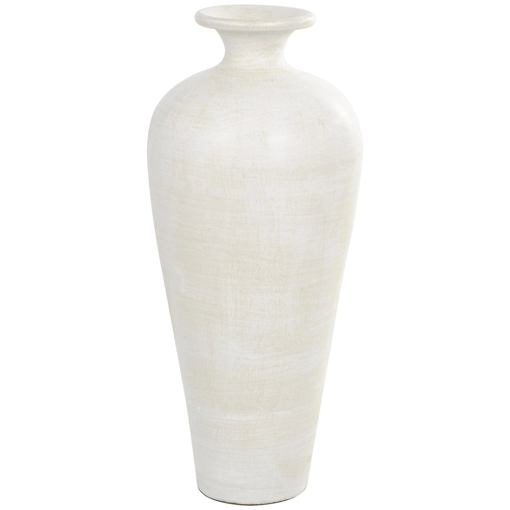 Ceramic Amphora Floor Vase, White, 13in L x 13in W x 30.5in H