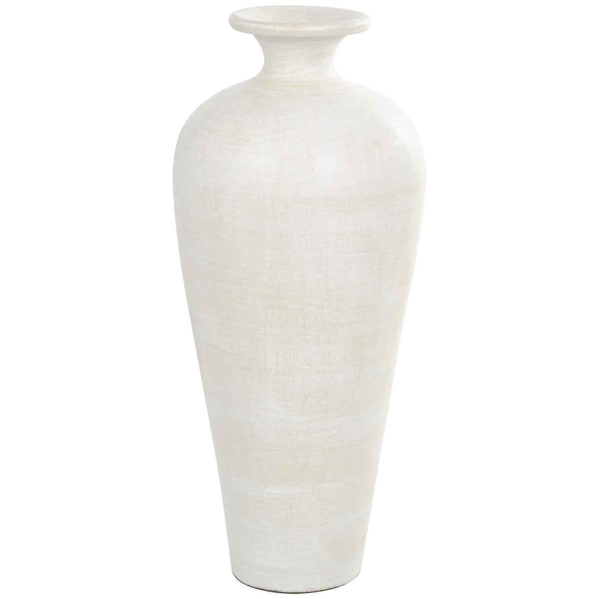 Ceramic Amphora Floor Vase, White, 13in L x 13in W x 30.5in H