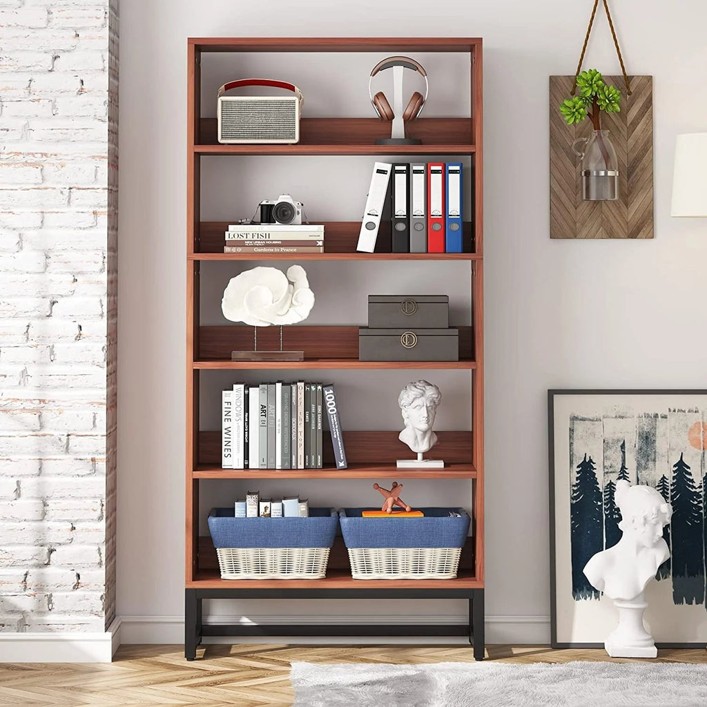5-Tier Bookcase 31.5 Inch Wide x 11.81 Inch Deep x 70.87 Inch Tall - Sandalwood, Walnut, White, Black