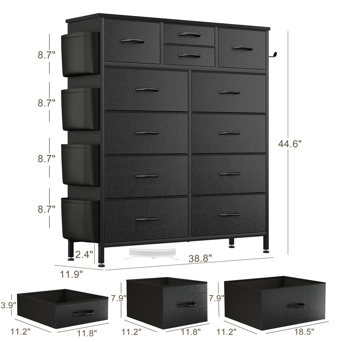12-Drawer Fabric Dresser With Wood Top And Metal Frame