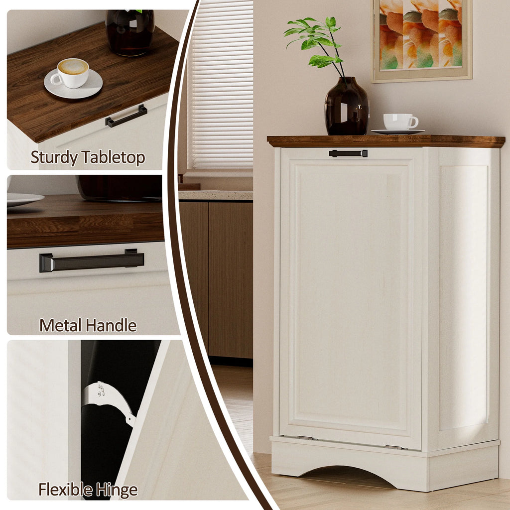 HARIPUL Single Tilt-Out Trash Cabinet For 13 Gallon Waste Bin, White