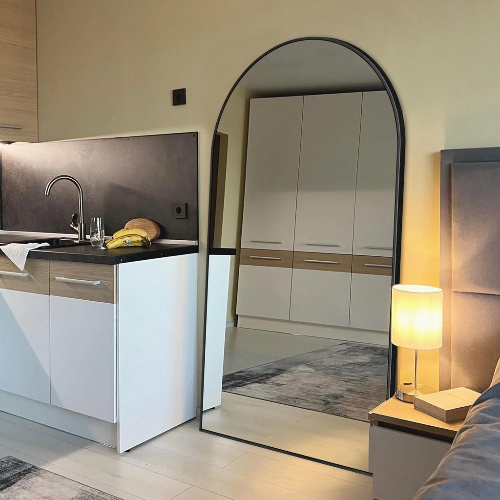Arched Full Length Floor Mirror With Aluminum Alloy Frame - 65x22, 71x24, 71x28, 71x32