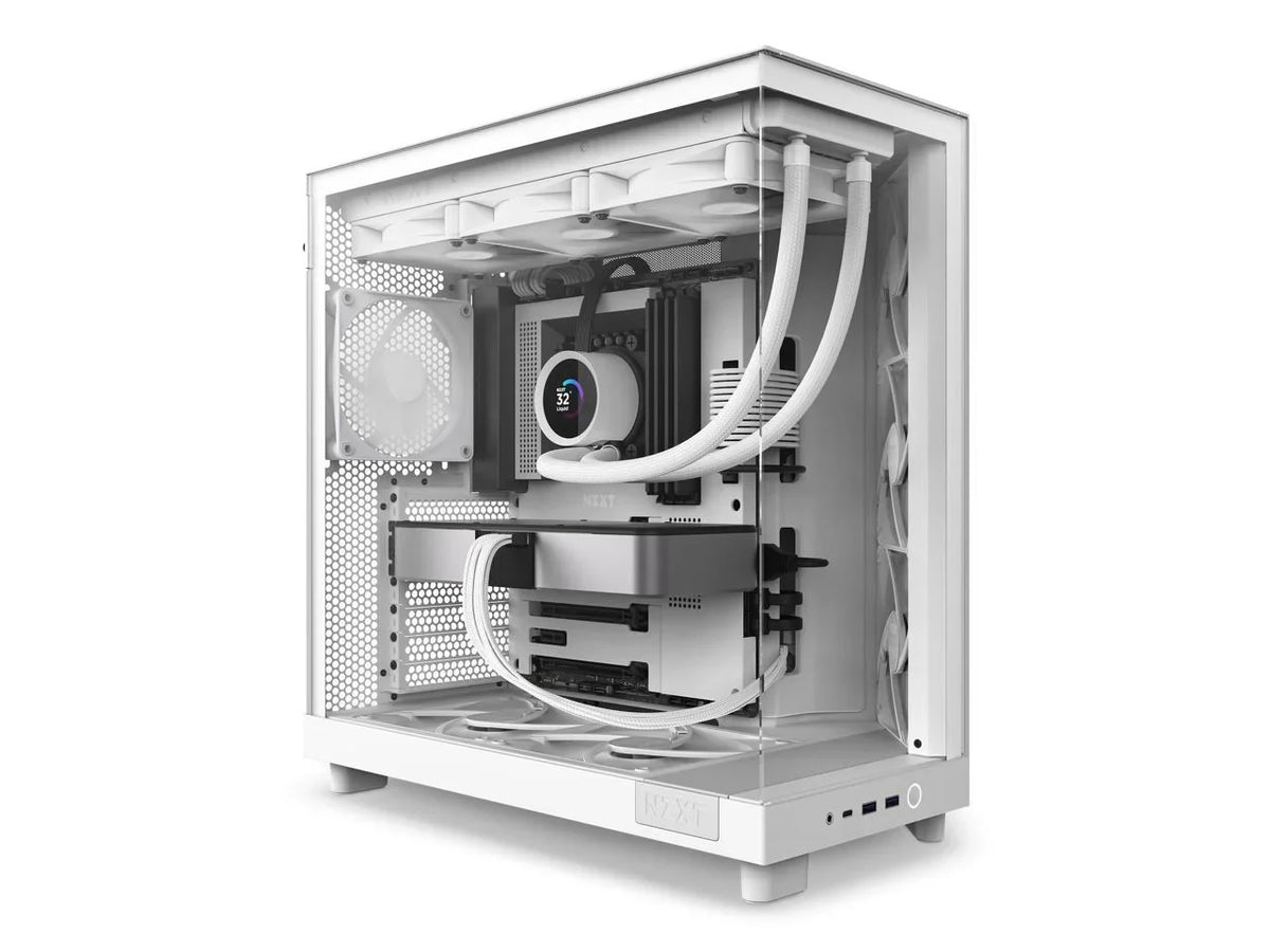 NZXT H6 Flow Compact Dual-Chamber Mid-Tower Airflow Case, White - CC-H61FW-01