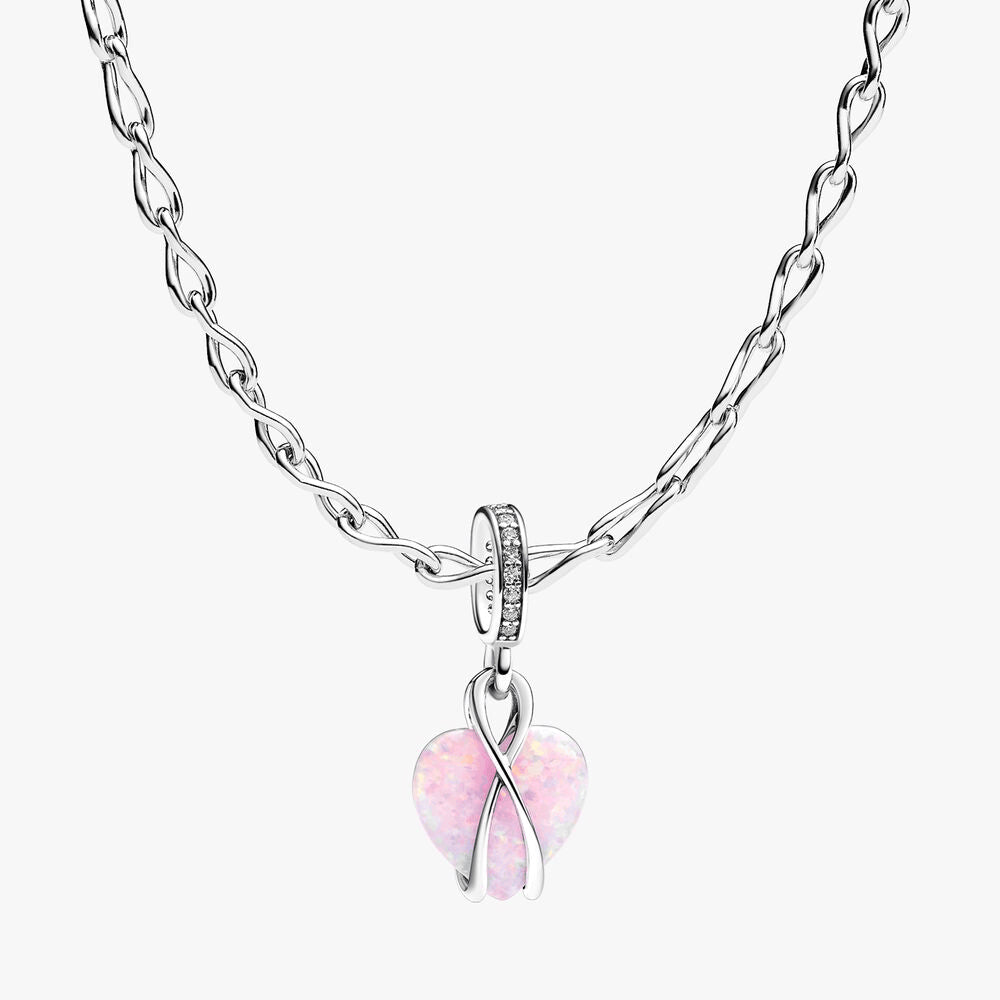Opalescent Heart Charm Necklace Set