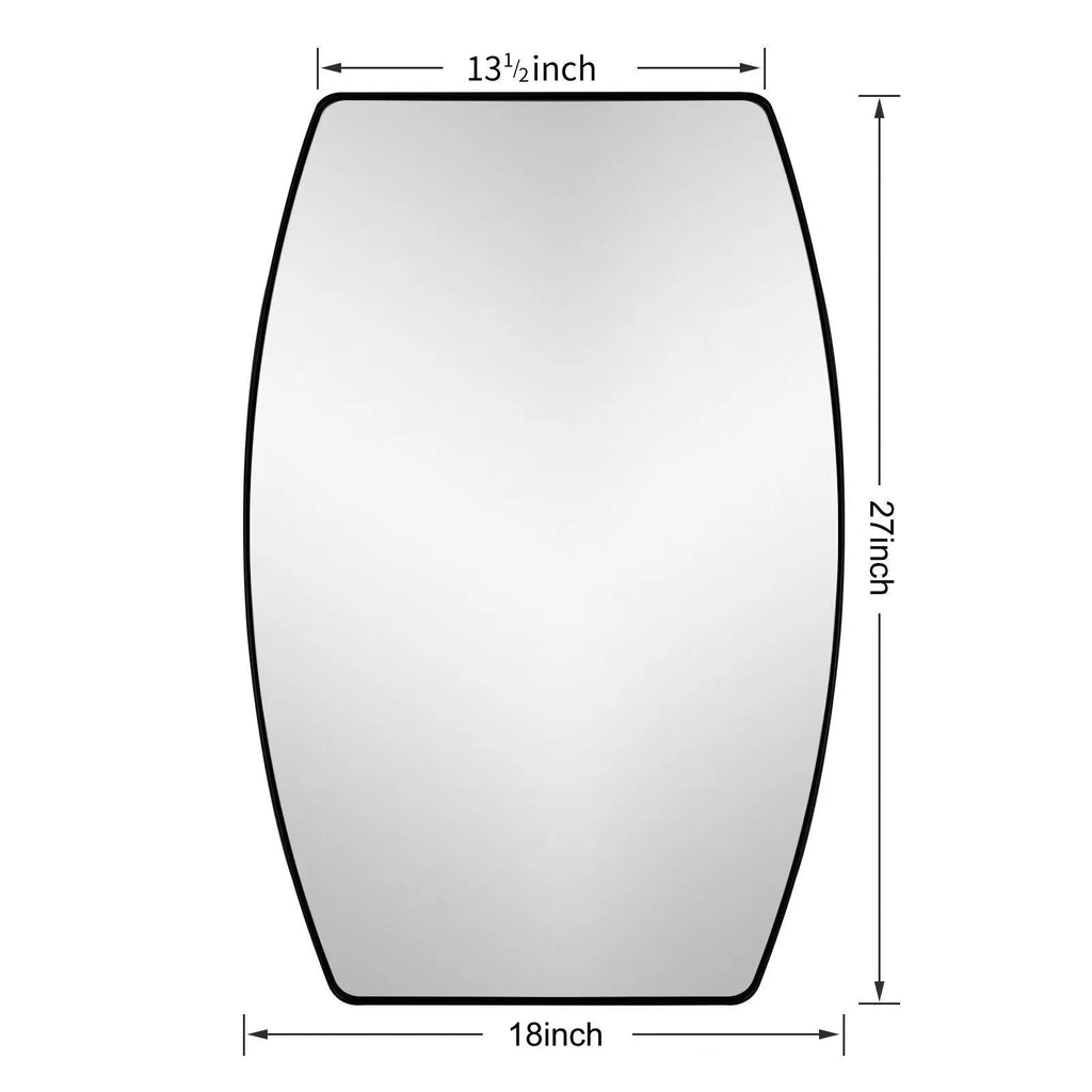 Oblong Metal Wall Mirror, 18 or 24 - Black, Gold, or Silver