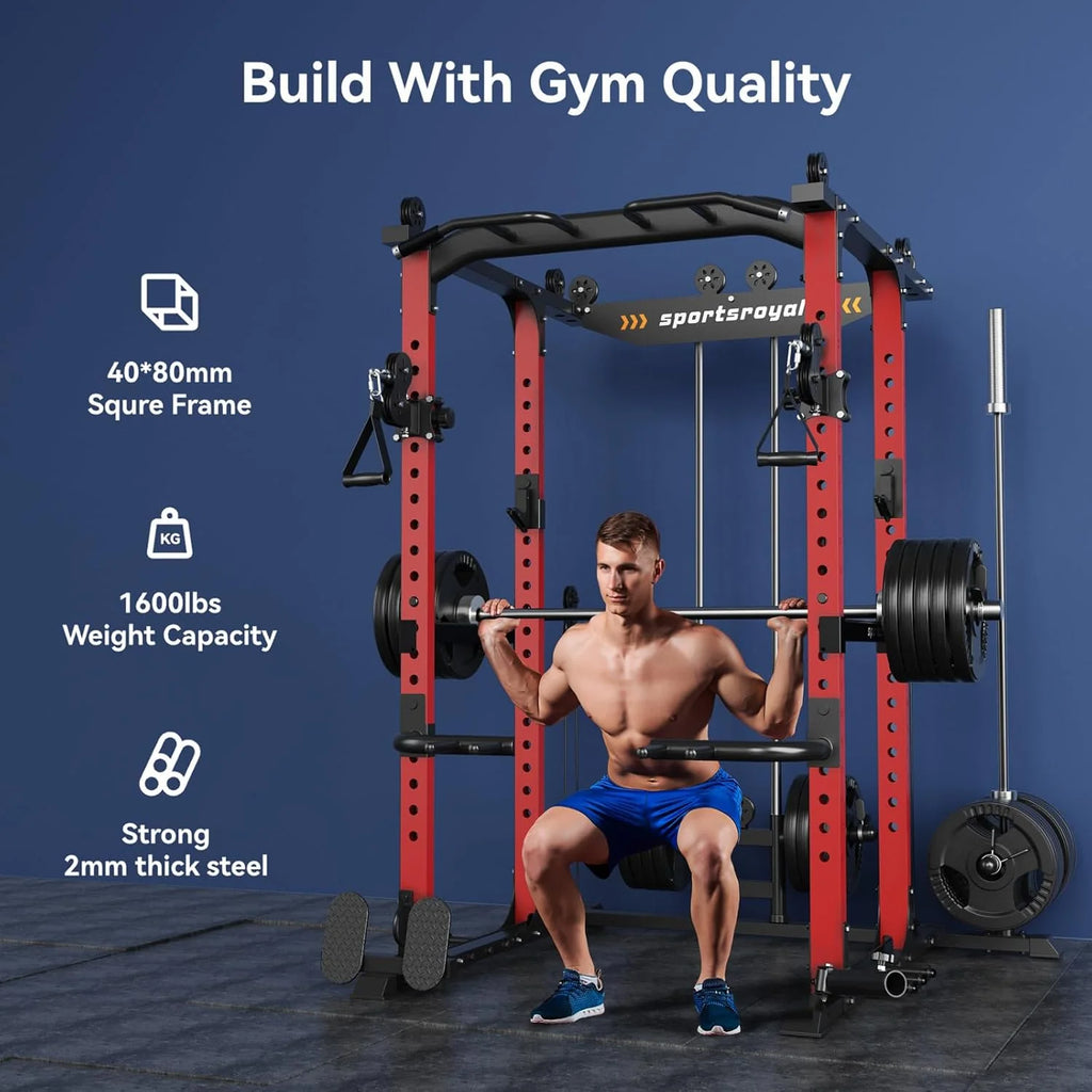 Sportsroyals Power Cage With Lat Pulldown, Black - Power Cage