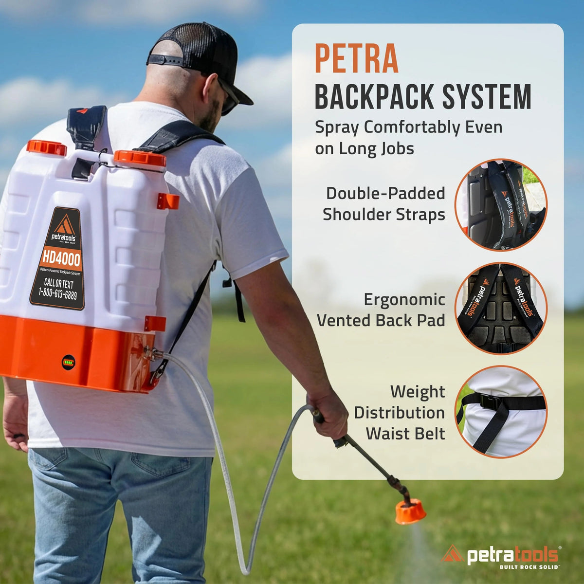 4 Gallon Battery Powered Backpack Sprayer With 12V 8Ah Rechargeable Battery