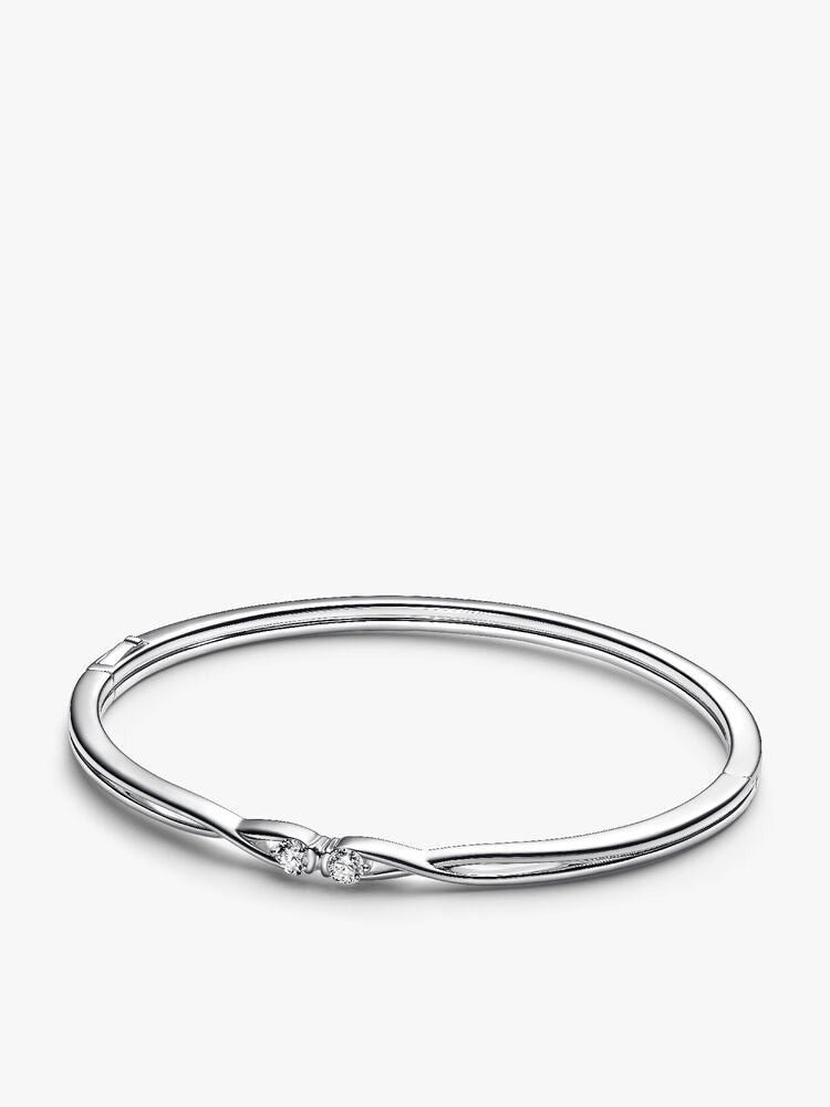 Pandora Infinite Sterling Silver Double-Facing Lab-grown Diamond Bangle