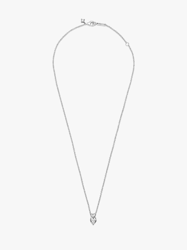 Double Heart Pendant Sparkling Collier Necklace