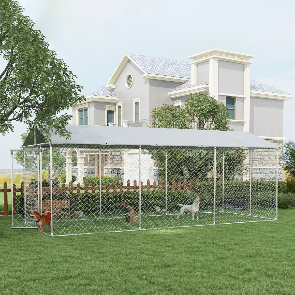 PawHut Outdoor Dog Kennel 19.7' x 7.5' x 7.5' With Waterproof Roof - D02-179V02SR