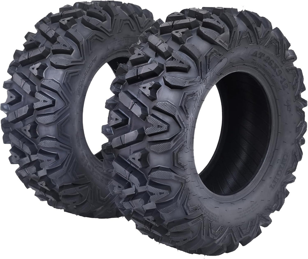 Set Of 2 All-Terrain ATV/UTV Off-Road Tires, 26x12-12, 6PR, Black
