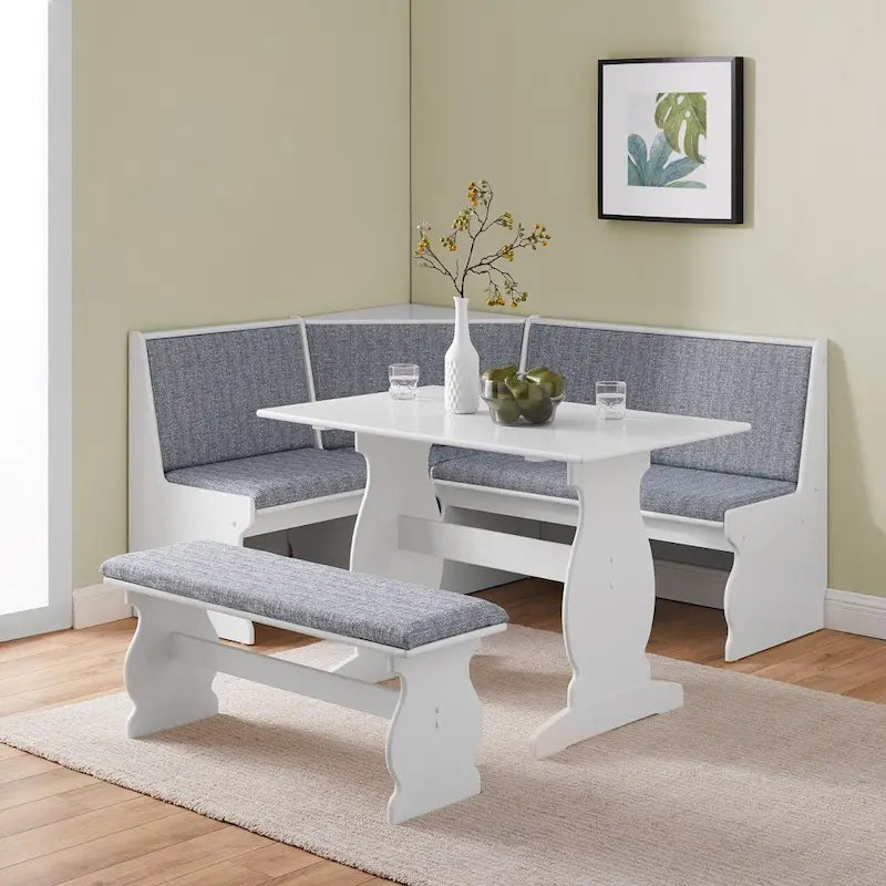 Hannah Breakfast Nook 3-Piece Dining Set With Corner Bench