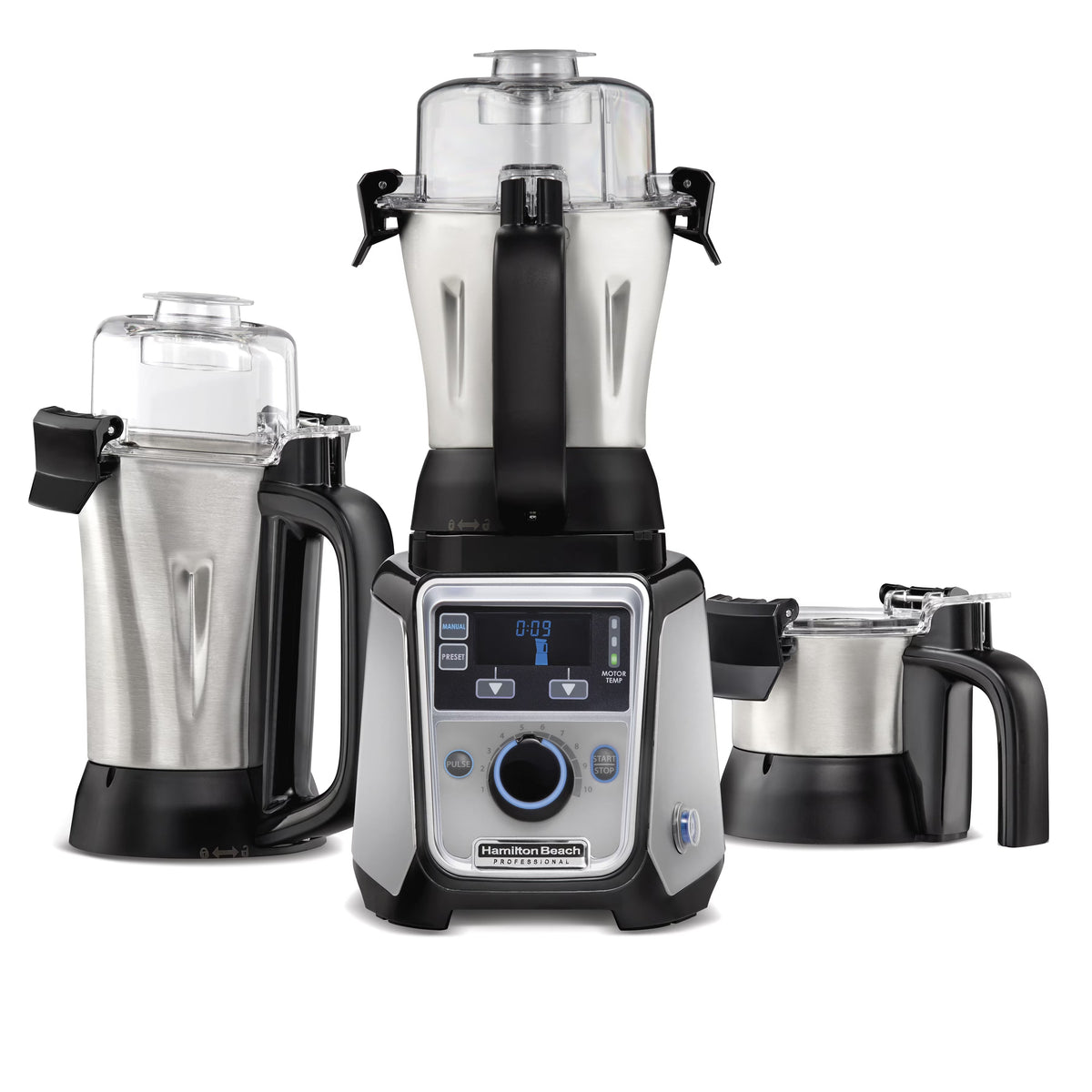 Hamilton Beach Professional Juicer Mixer Grinder, 2.2 HP, 120V, 3 Stainless Steel Jars, 0.5, 1 And 1.5 Liters - 58770