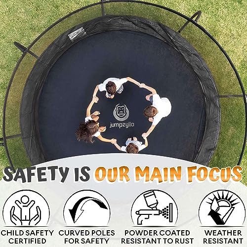 JUMPZYLLA Recreational Trampoline With Enclosure And Ladder - 12 FT