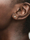 Triple Stone Heart Stud Earrings