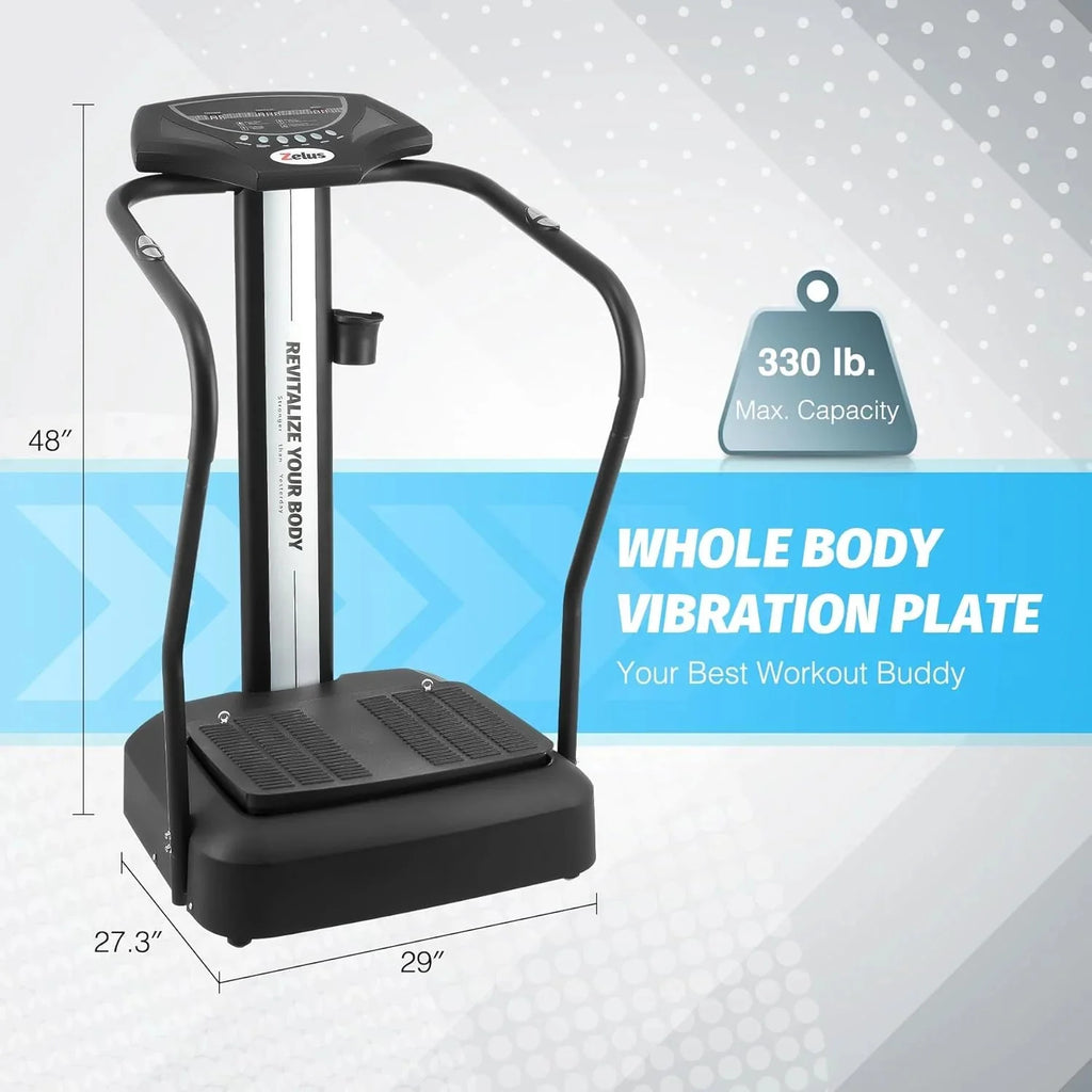 Zelus Whole Body Vibration Plate Exercise Machine, 500W, 99 Levels, 3 Preset Modes, 2 Resistance Bands, 330lb Capacity