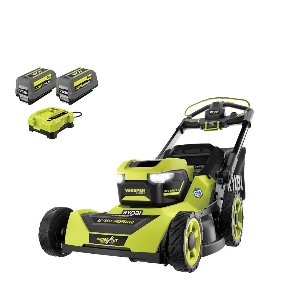 Ryobi 40V HP Brushless 21-in Self-Propelled AWD Lawn Mower With (2) 6.0Ah Batteries And Charger - RY401021