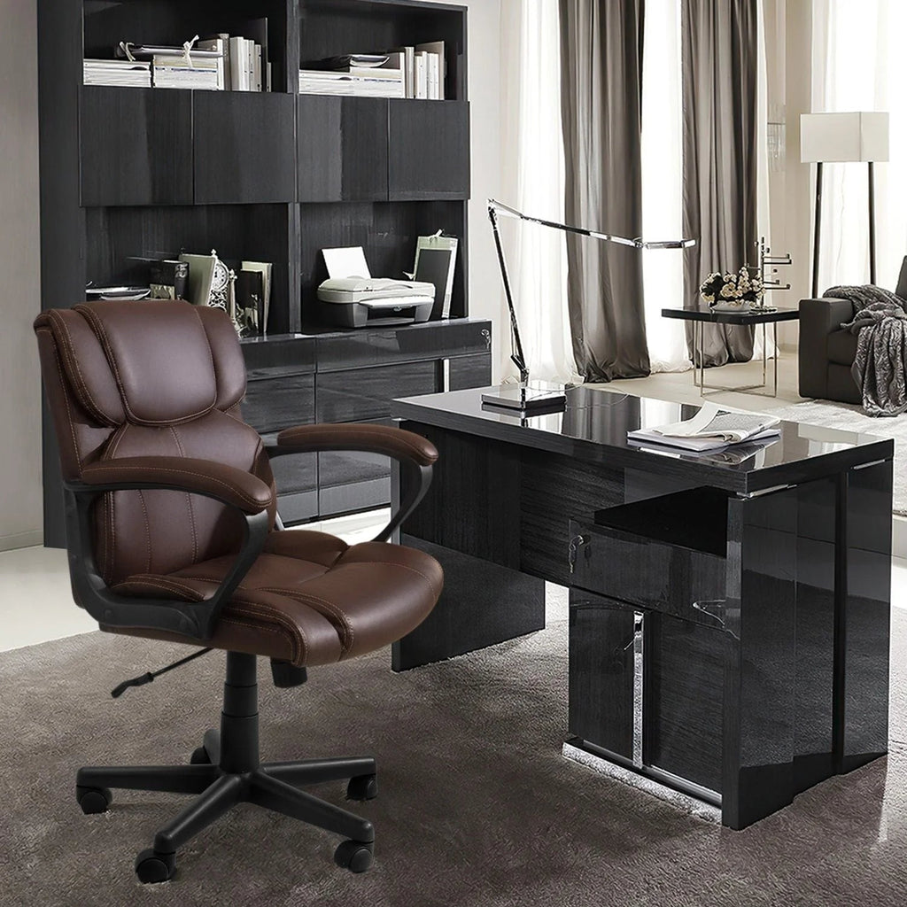 Mid-Back Ergonomic Swivel Office Chair - Black