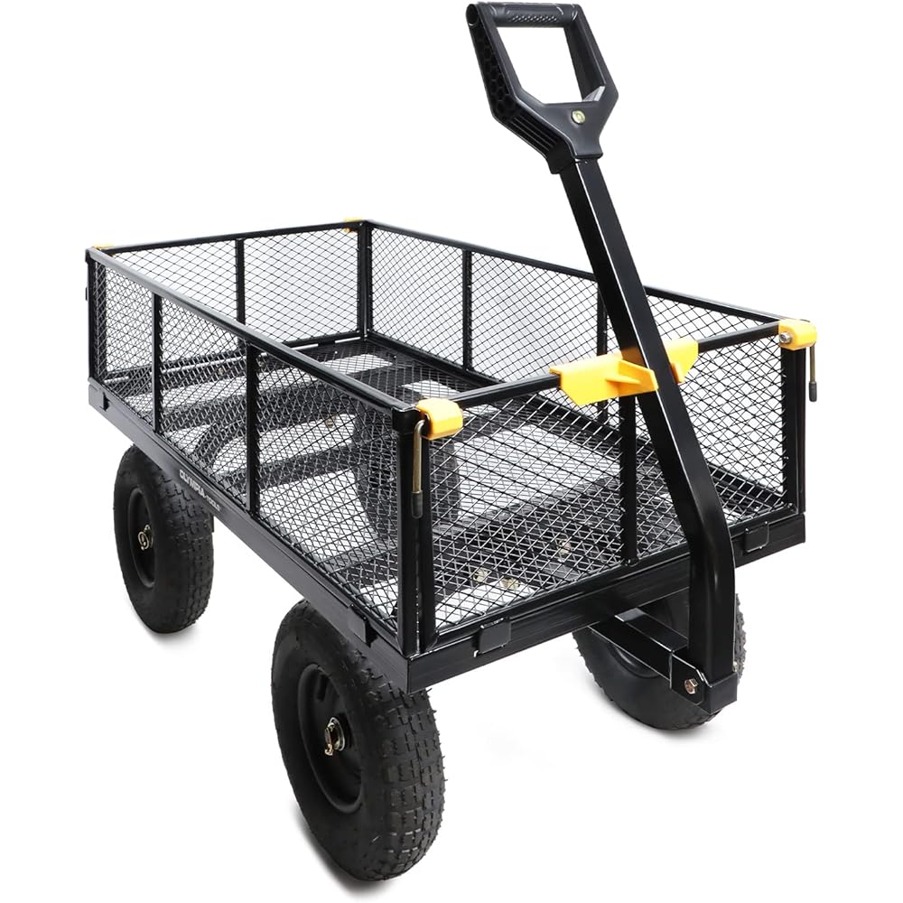 Olympia Tools Steel Garden Utility Cart 1,000 lbs 6 cu ft Black - Heavy Duty Wagon