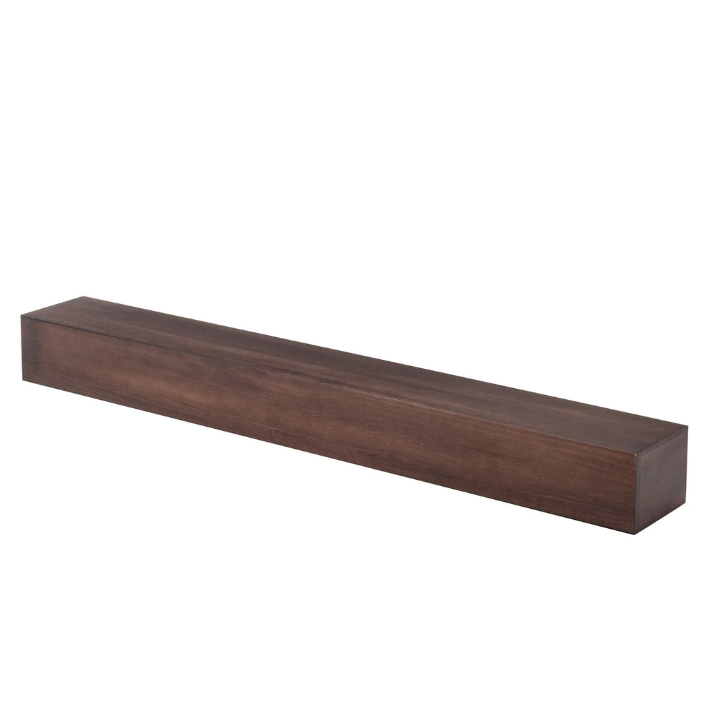 72 Inch Solid Pine Fireplace Mantel Wall-Mounted Floating Shelf - Brown