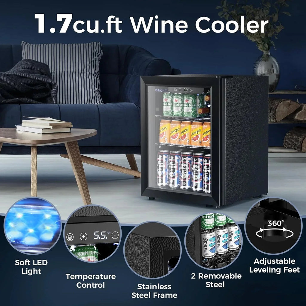 Electactic 3.2 Cu Ft 130 Can Beverage Refrigerator Cooler, Black, 19.29 x 17.32 x 30.79 inches - JC-90