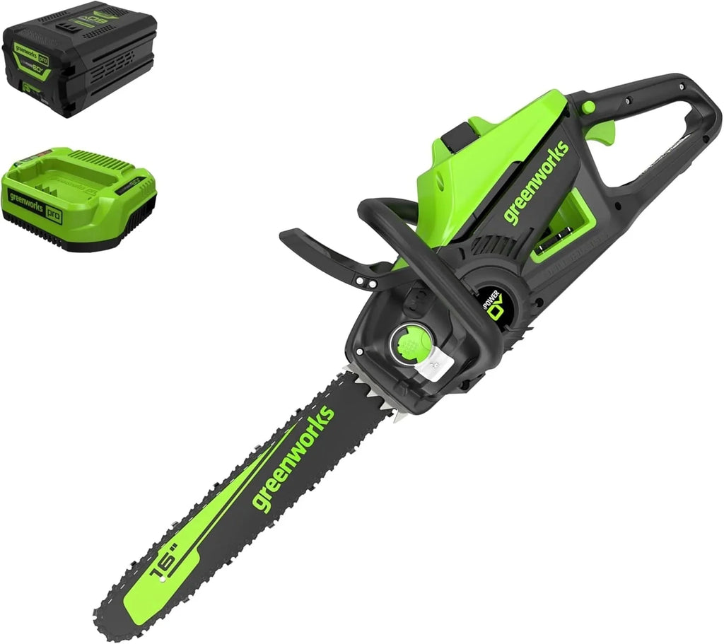 Greenworks 40V 16 inch Brushless Cordless Chainsaw With 4.0Ah Battery And Charger