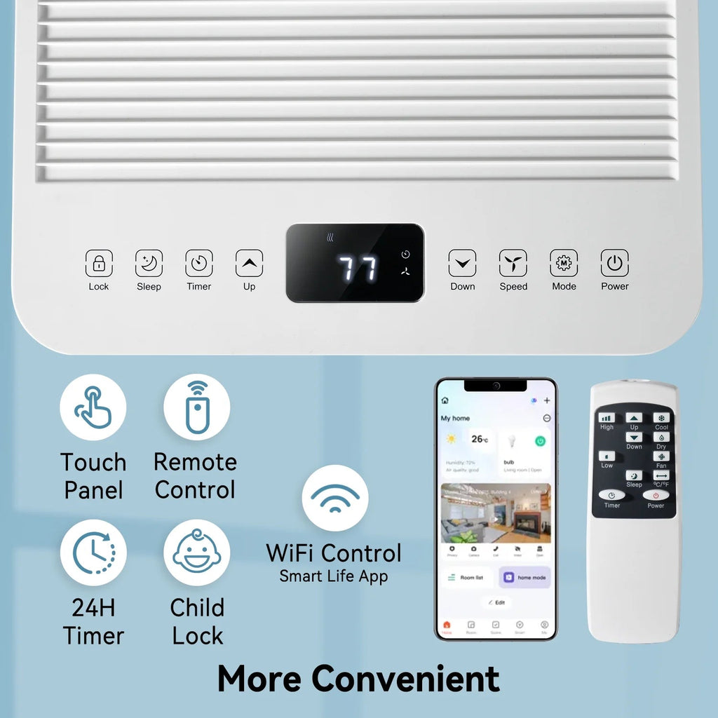 Bapipro Smart Portable Air Conditioner 10,000 BTU, WiFi, Remote, 4-in-1, 300 Sq Ft, 55dB