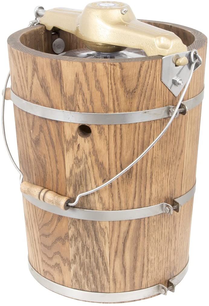 6 qt Hand Crank Ice Cream Maker With Classic Wooden Tub