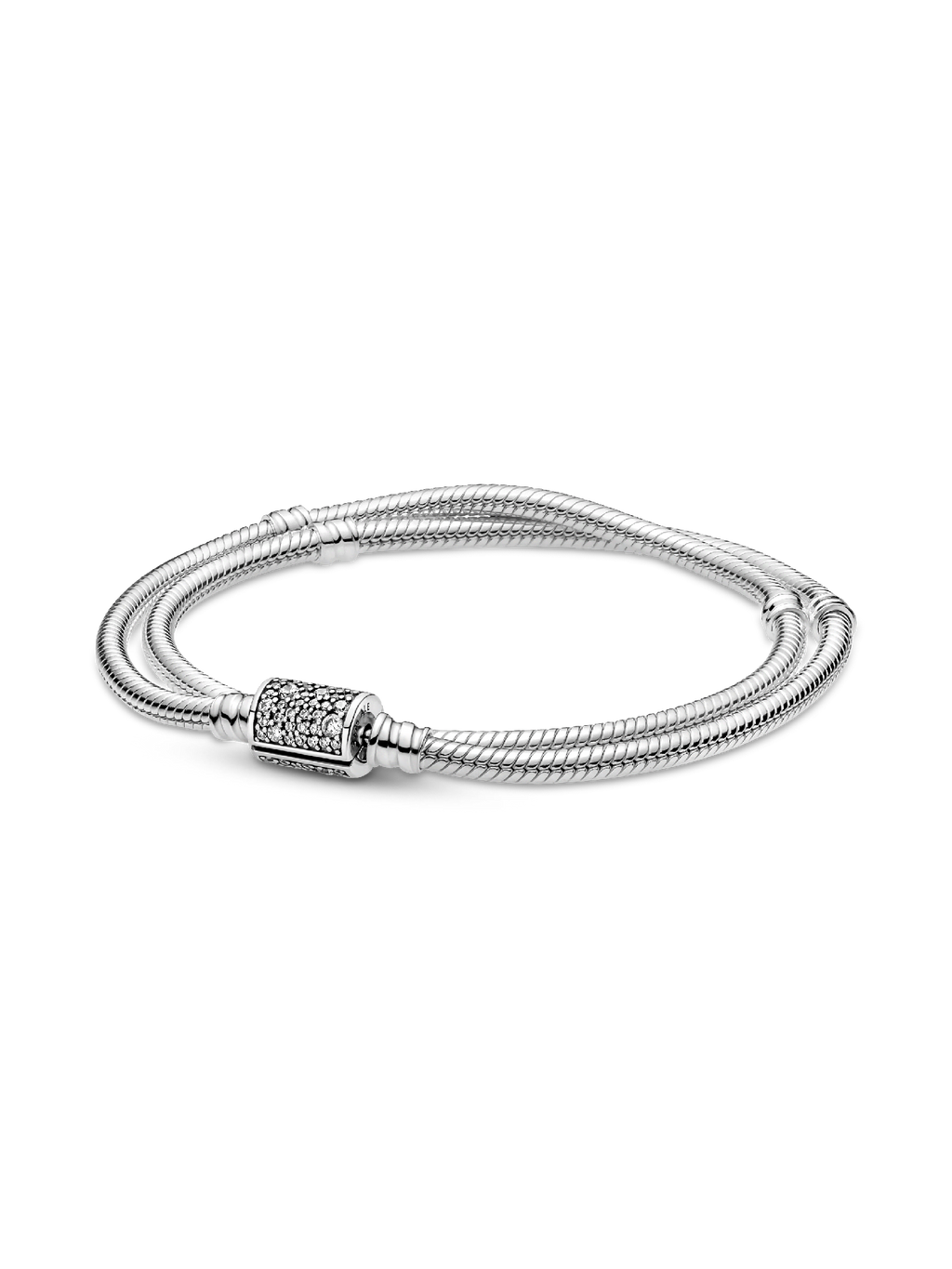 Pandora Moments Double Wrap Barrel Clasp Snake Chain Bracelet/Necklace