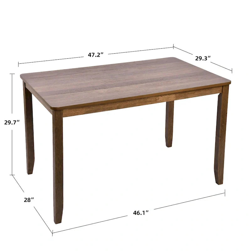 5-Piece Solid Wood Dining Table Set With 4 Slat Back Chairs - 47L