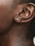 Triple Stone Heart Stud Earrings