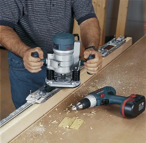 12-Amp 2.25 HP Wood Router Combo Kit With Plunge Router, Fixed Base And Variable Speed