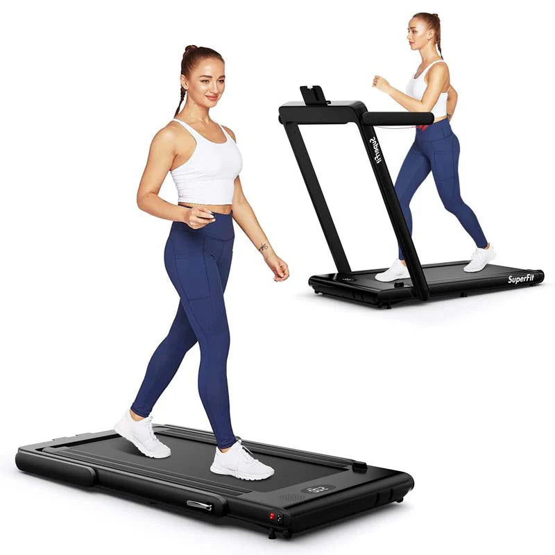 GYMAX 2-in-1 Folding Under Desk Treadmill With Speaker, App And Remote Control - 2.5HP