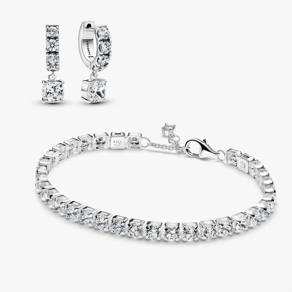 Bold Sparkling Tennis Bracelet and Earring Set