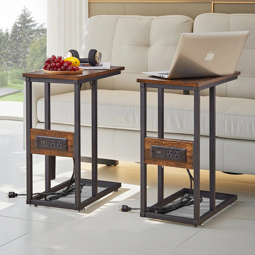 C-Shaped Sofa Side Tables, Set of 2, 11" D x 19" W x 24" H