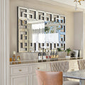 Silver Geometric Decorative Wall Mirror, 39.4in x 27.6in - MDF And Glass