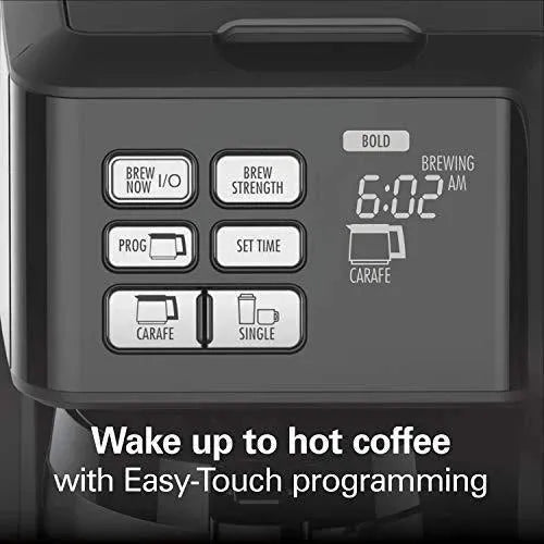 Programmable Thermal Coffee Maker, Single Serve And Full Pot, Pods Or Grounds, Black And Stainless