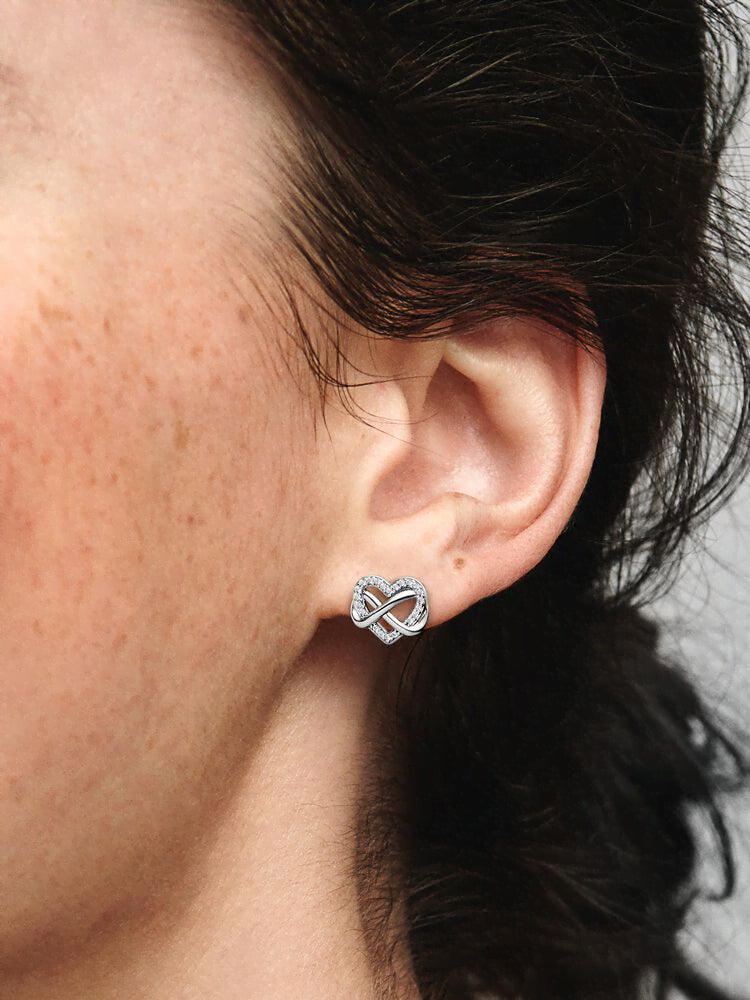 Sparkling Infinity Heart Stud Earrings