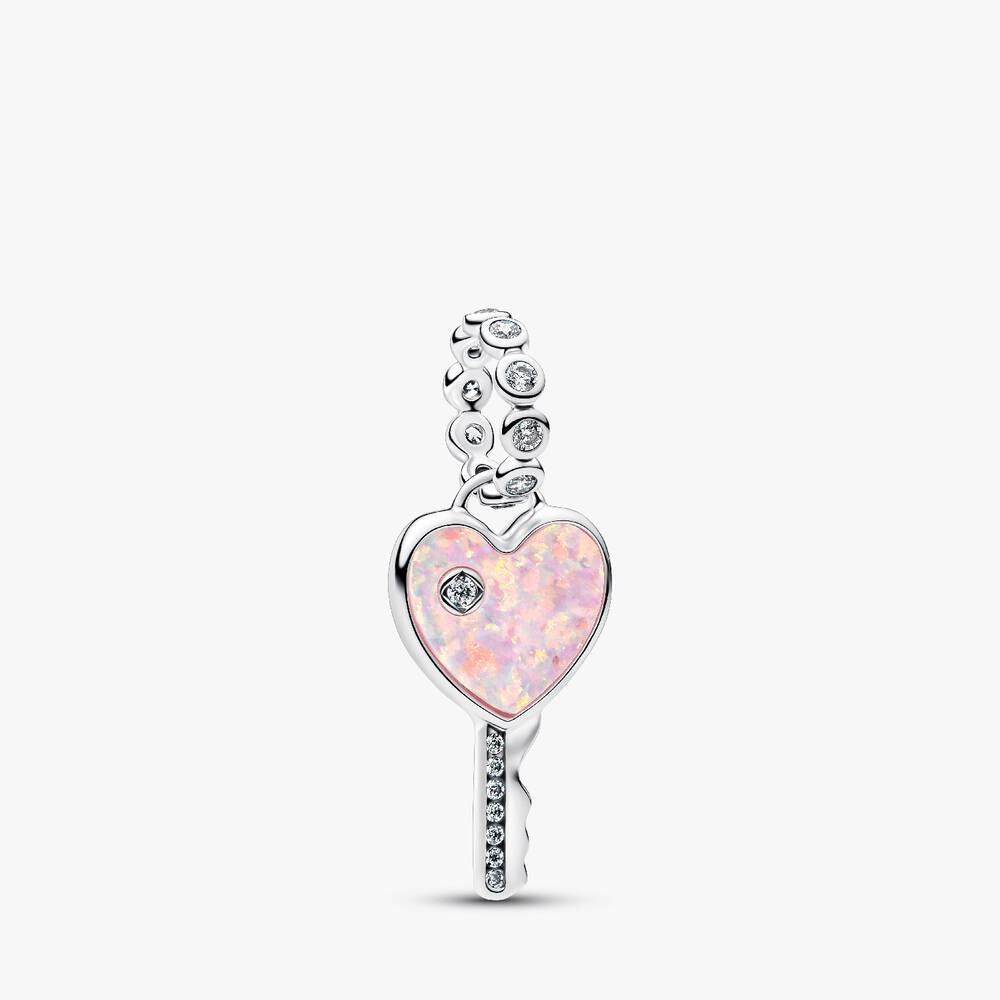 Opalescent Heart Key Dangle Charm